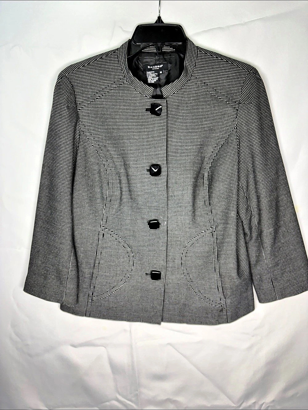 Sandro Sportswear Micro Polka Dot Jacket in Black & White Size Medium Like New